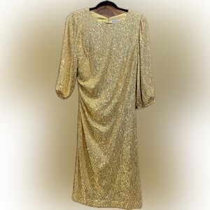 Nanette Lepore Gold Sequin Cocktail Dress Egyptian Gold, Size 14, NWT